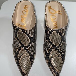 Sam Edelman snake print leather block heel mule size 8.5